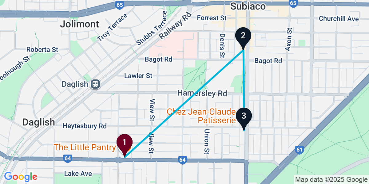 Map for 3-Stop Subiaco Bar Crawl