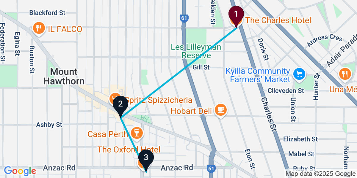 Map for 3-Stop North Perth Pub Bar Crawl