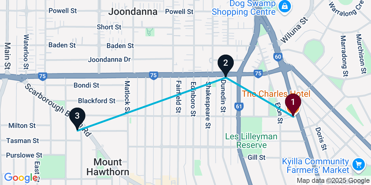 Map for 3-Stop North Perth Live music Bar Crawl