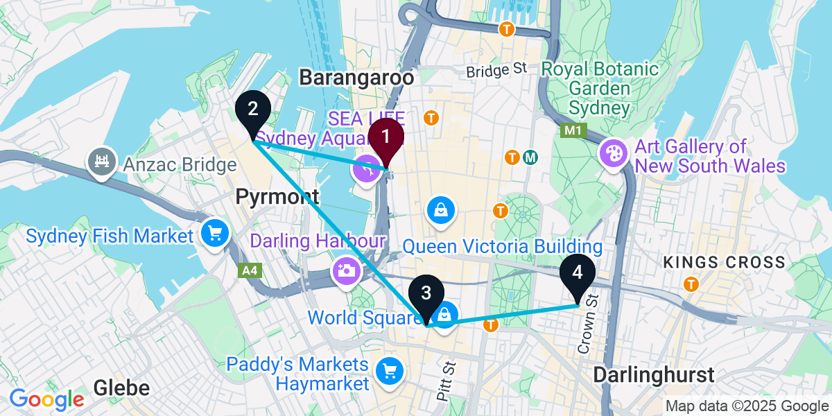 Map for 4-Stop Sydney Sports bar Bar Crawl