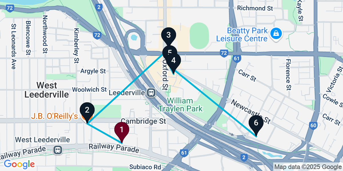 Map for 6-Stop West Leederville Live music Bar Crawl