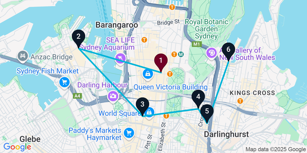 Map for 6-Stop Sydney Sports bar Bar Crawl