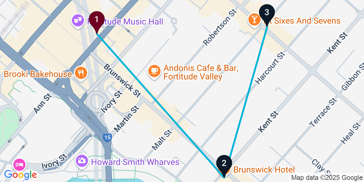 Map for New Farm Pub Crawl