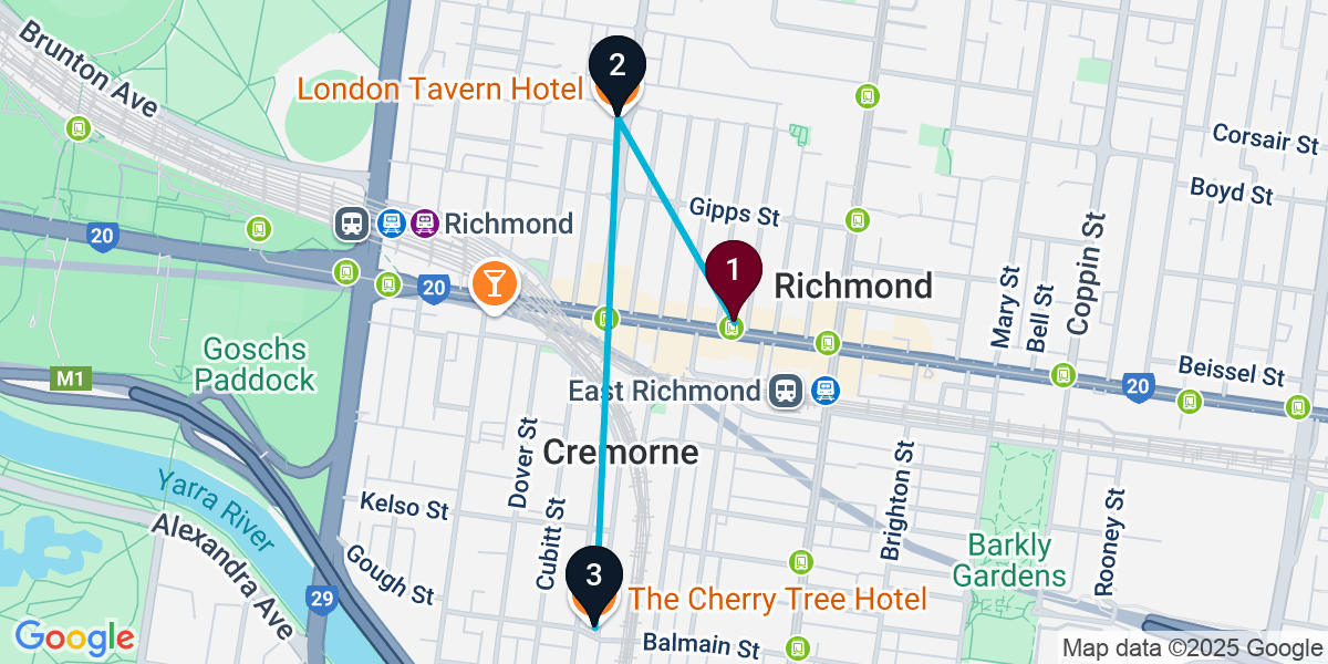 Map for Quick Richmond Pub Crawl