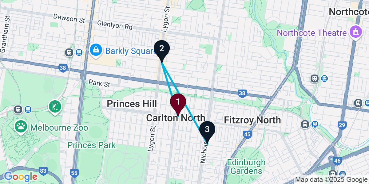 Map for Short Carlton North Bar Crawl