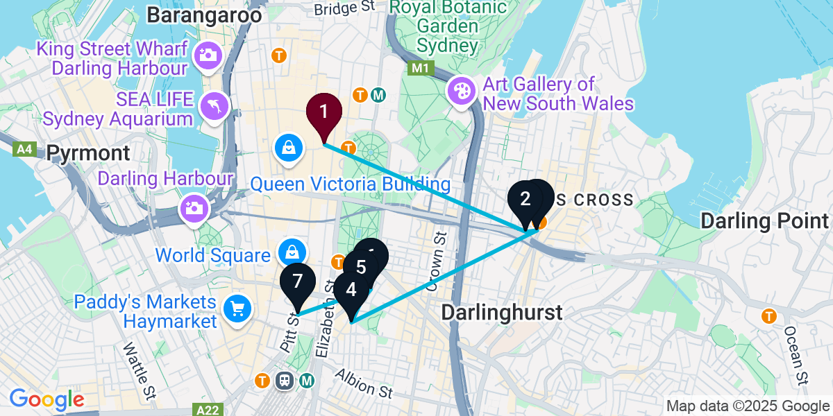 Map for 7-Stop Sydney Live music Bar Crawl