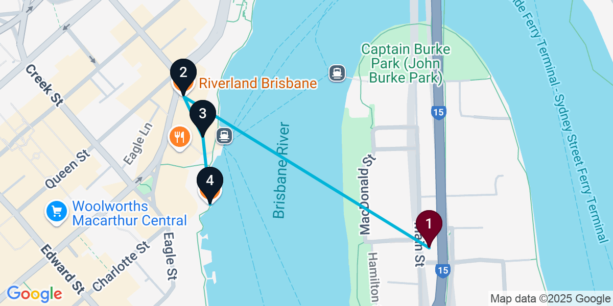 Map for Brisbane City Bar Crawl