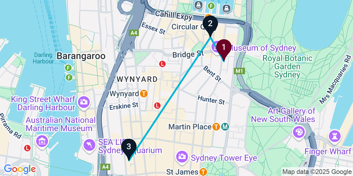 Map for 3-Stop Sydney Cocktail Bar Crawl
