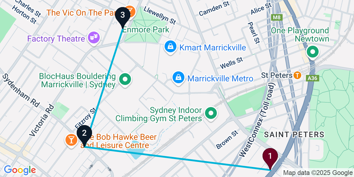 Map for 3-Stop Saint Peters Brewery Bar Crawl