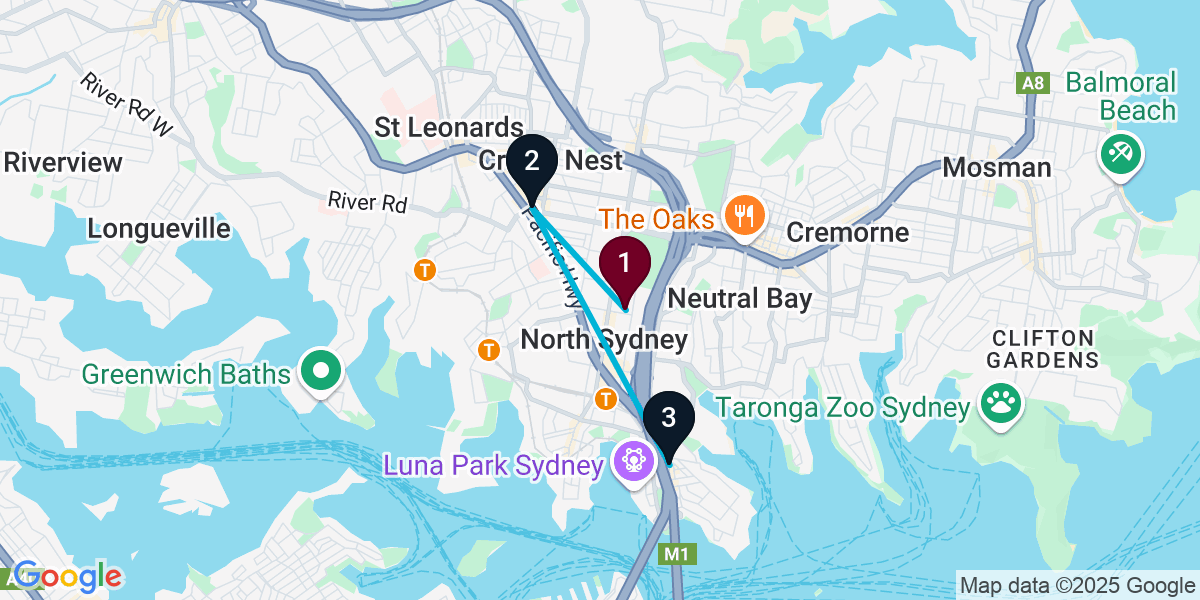 Map for 3-Stop North Sydney Live music Bar Crawl