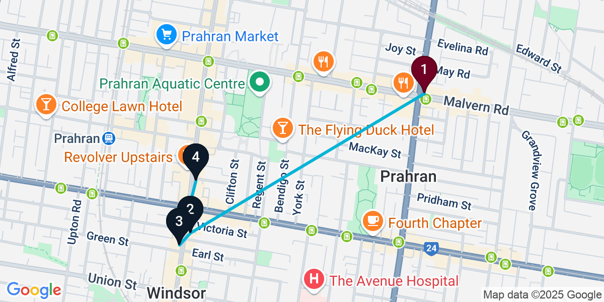 Map for Windsor Cocktail Bar Crawl
