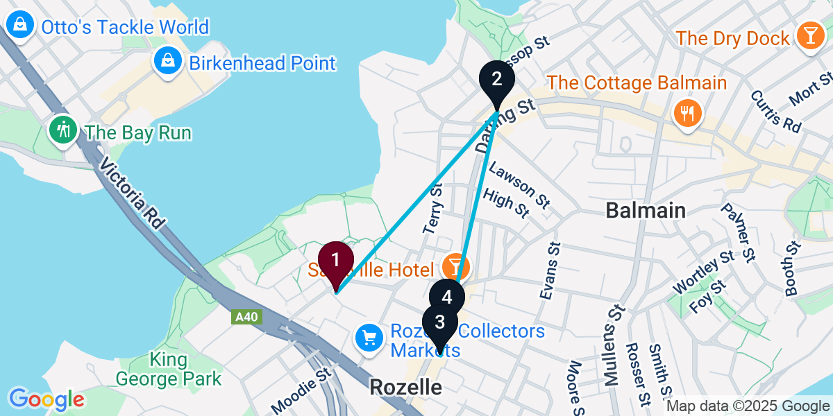 Map for 4-Stop Rozelle Wine bar Bar Crawl
