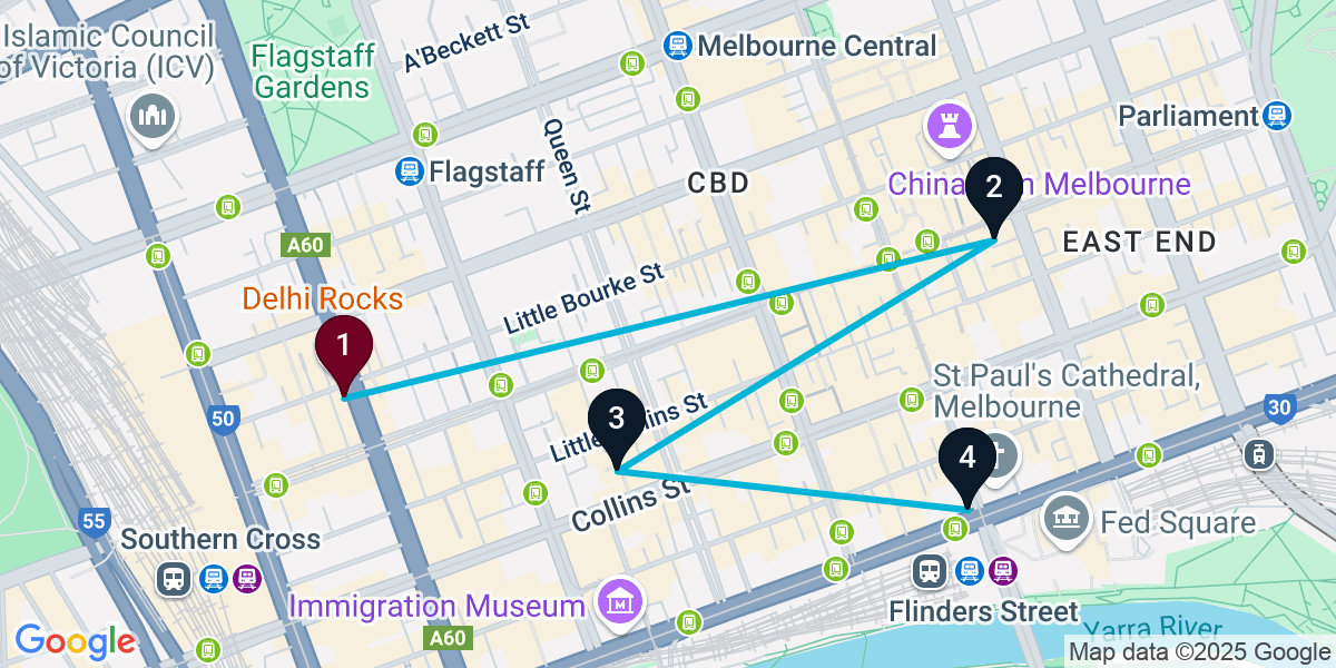 Map for Melbourne Pub Crawl