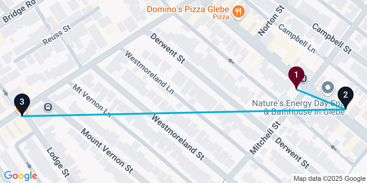 Map for 3-Stop Glebe Bar Crawl