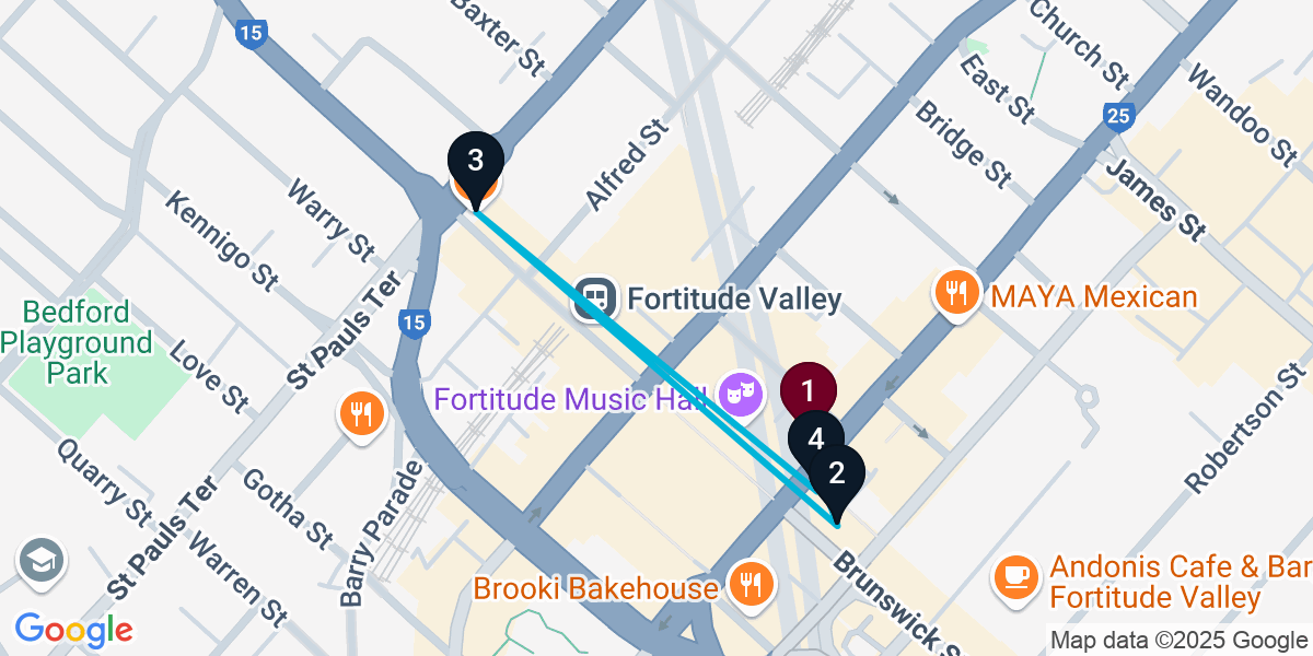 Map for Signature Fortitude Valley Cocktail Bar Crawl