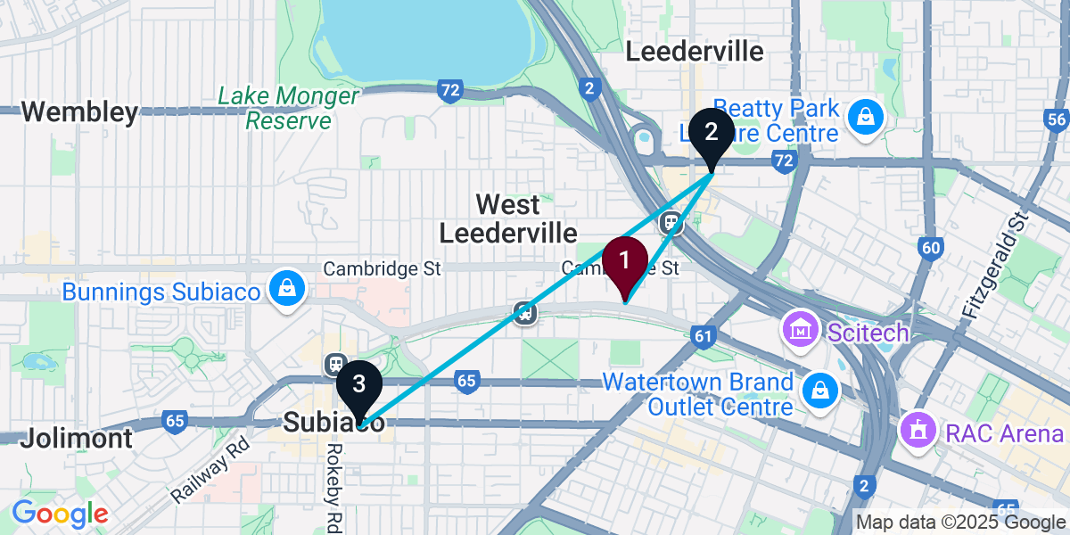 Map for 3-Stop West Leederville Wine bar Bar Crawl