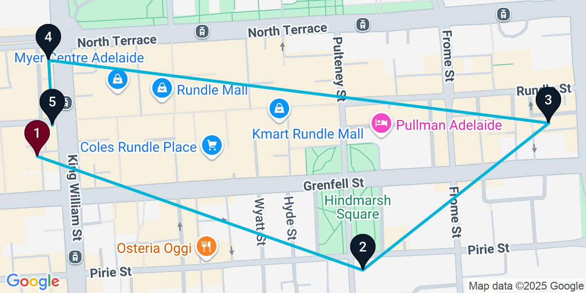Map for Awesome Bar Crawl in Adelaide