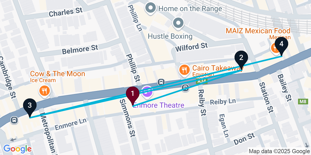 Map for 4-Stop Newtown Bar Crawl