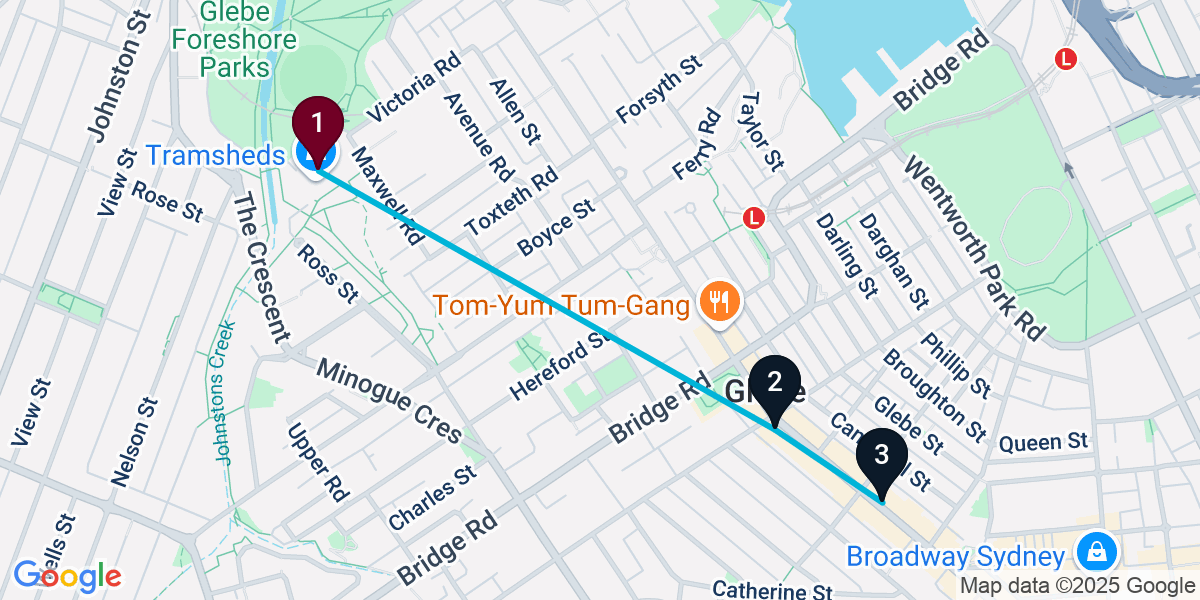 Map for 3-Stop Forest Lodge Wine bar Bar Crawl