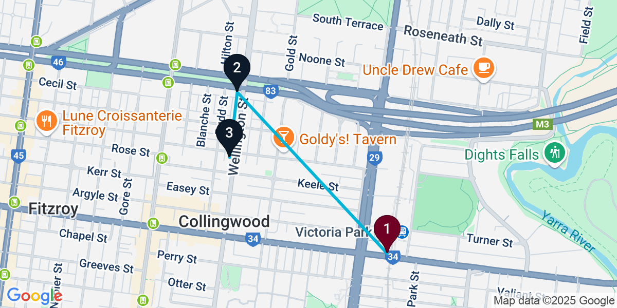 Map for Collingwood Bar Crawl
