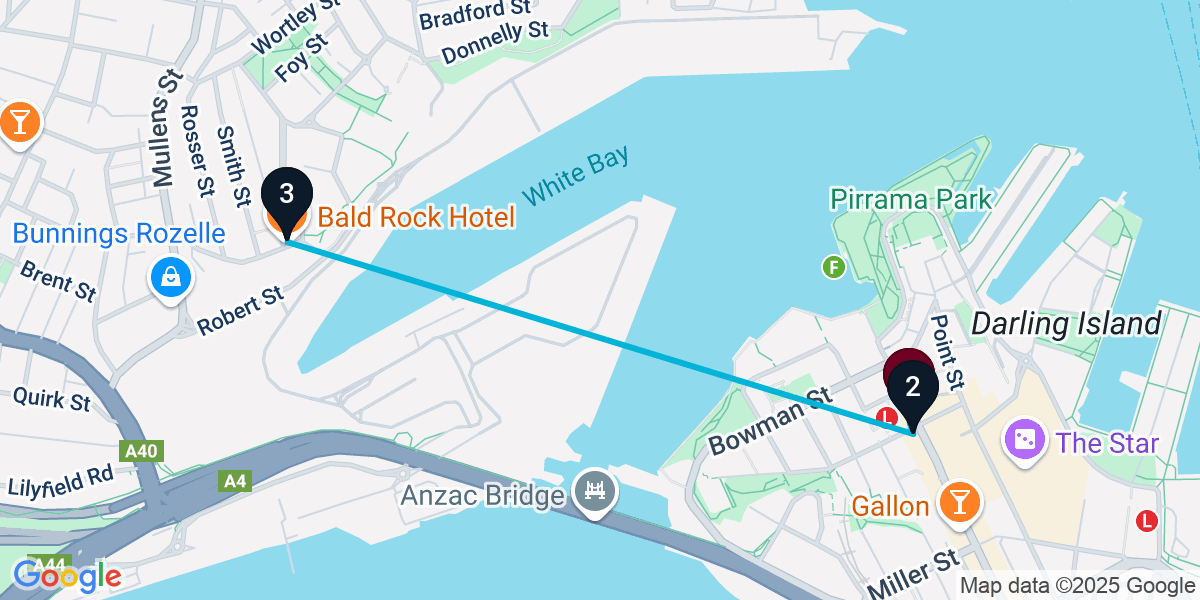 Map for 3-Stop Pyrmont Pub Bar Crawl