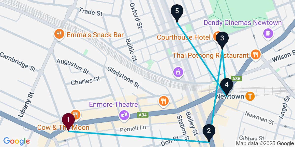 Map for 5-Stop Enmore Pub Bar Crawl