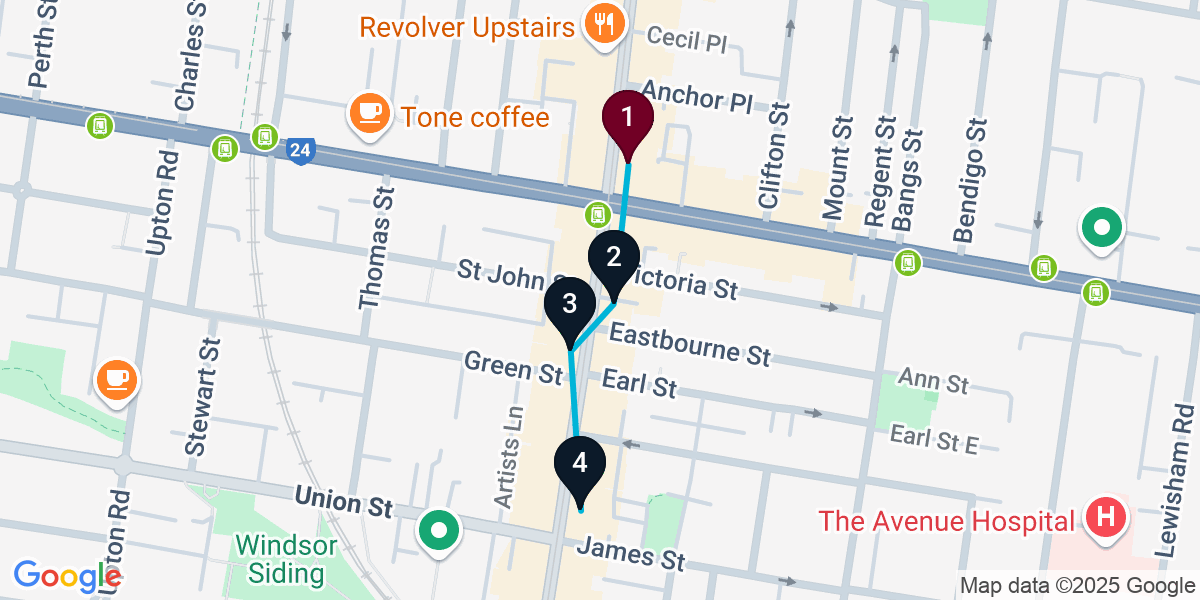 Map for Windsor Bar Crawl