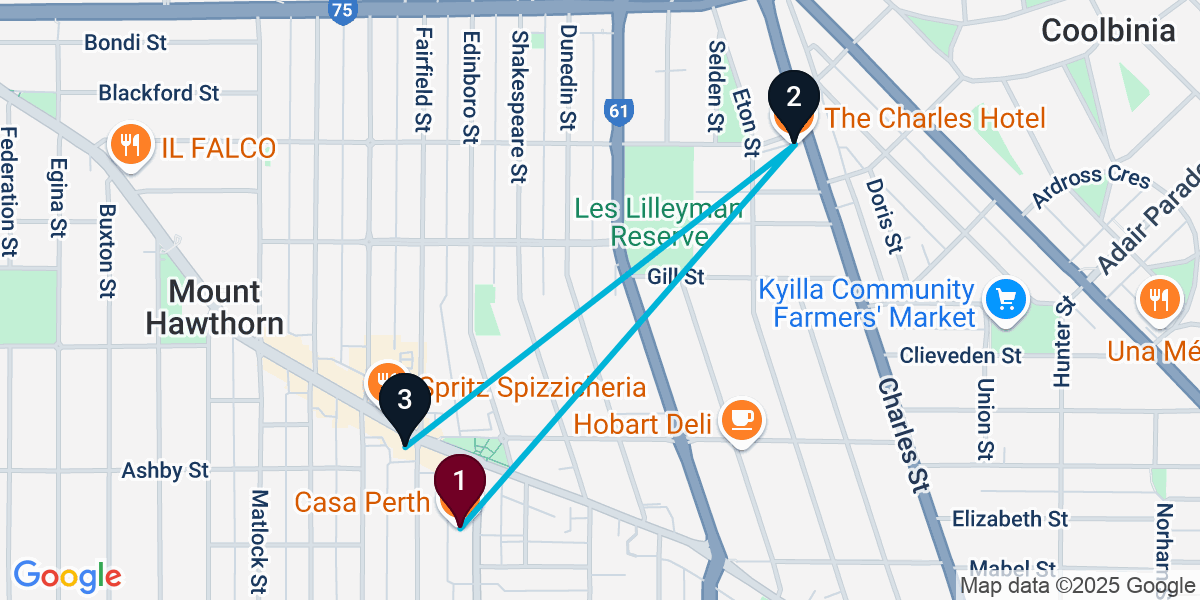 Map for 3-Stop Mount Hawthorn Live music Bar Crawl