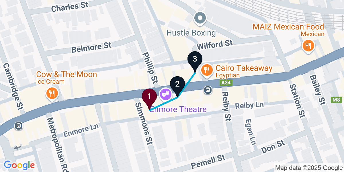 Map for 3-Stop Newtown Bar Crawl