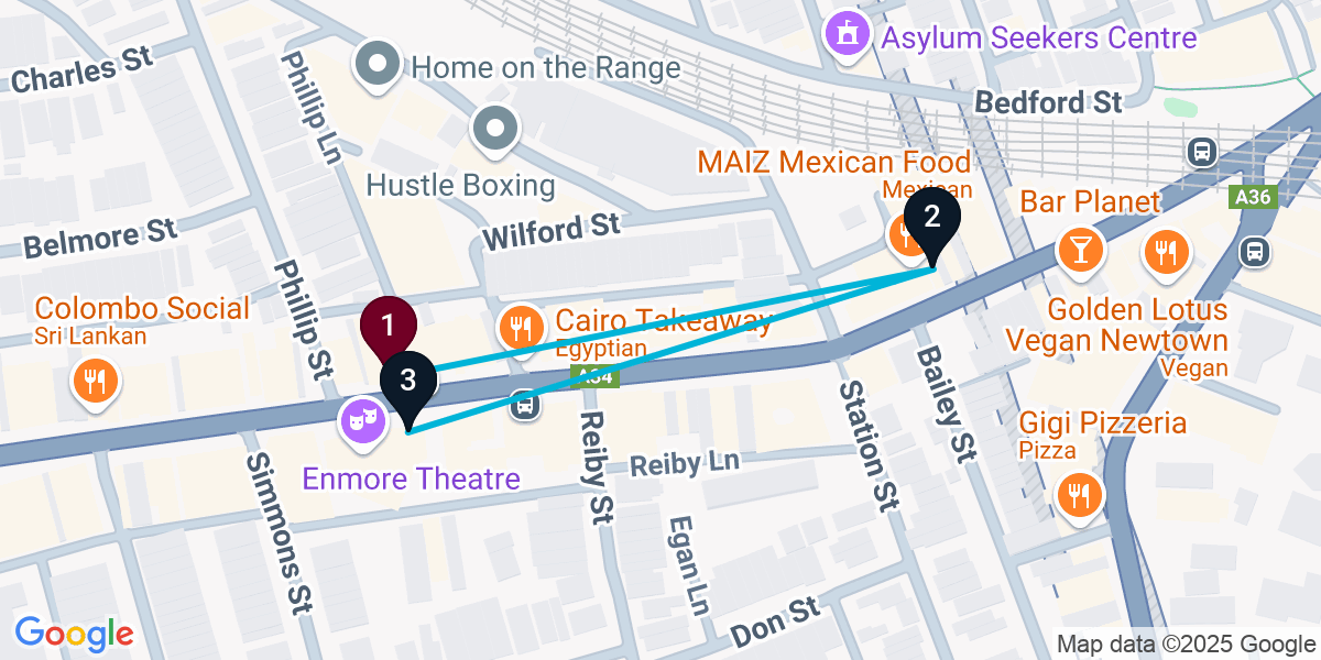 Map for 3-Stop Newtown Wine bar Bar Crawl