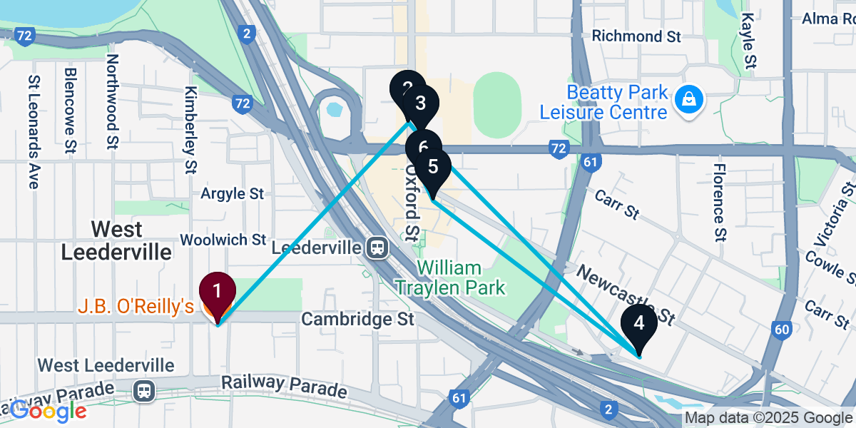 Map for 6-Stop West Leederville Live music Bar Crawl