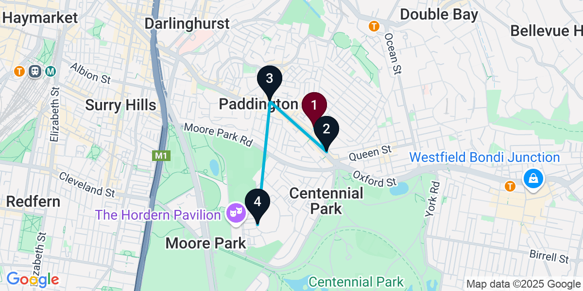 Map for 4-Stop Paddington Pub Bar Crawl