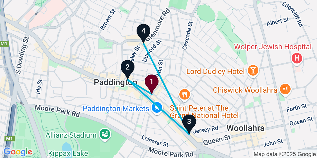 Map for 4-Stop Paddington Pub Bar Crawl