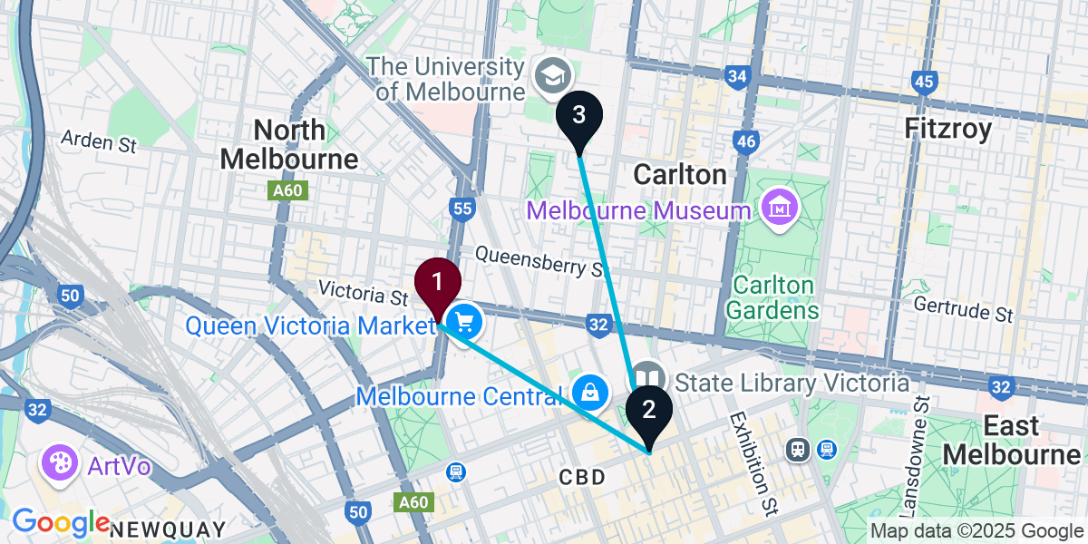 Map for Short West Melbourne Rooftop Bar Crawl