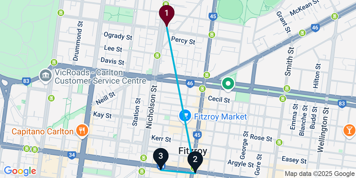 Map for Fitzroy Bar Crawl
