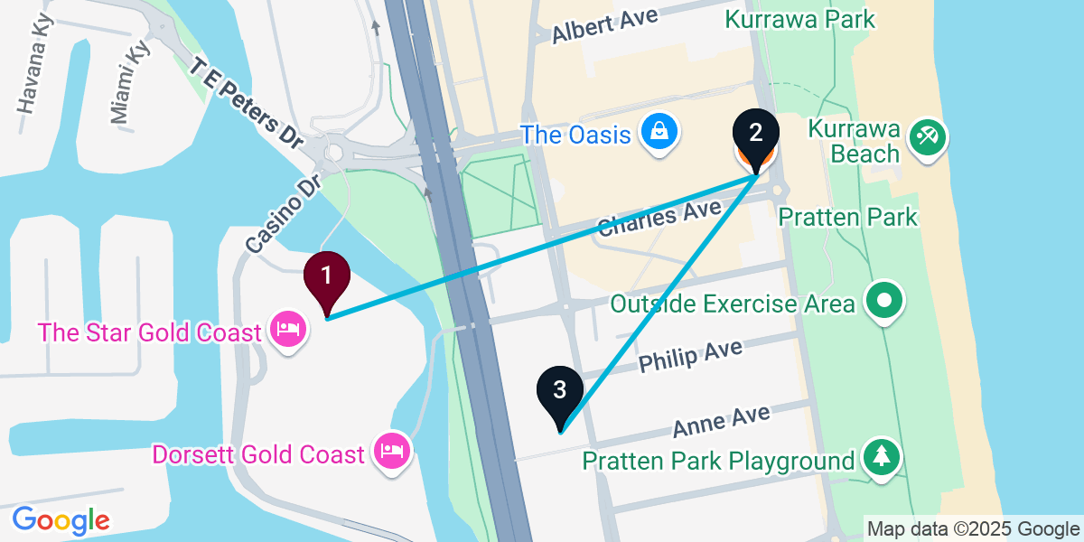 Map for Broadbeach Pub Crawl