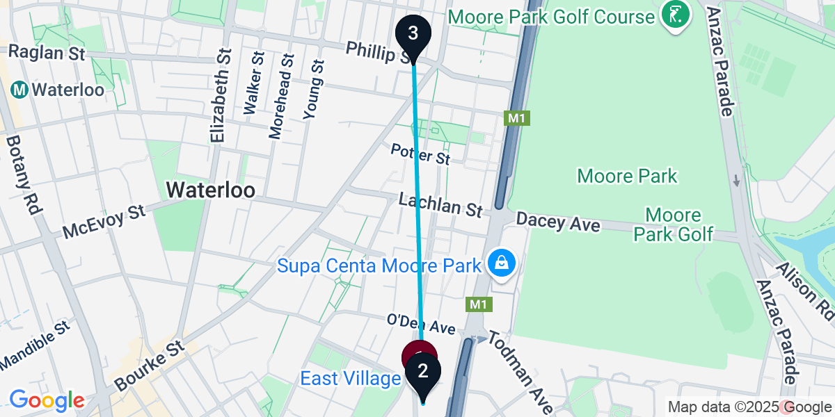 Map for 3-Stop Zetland Wine bar Bar Crawl