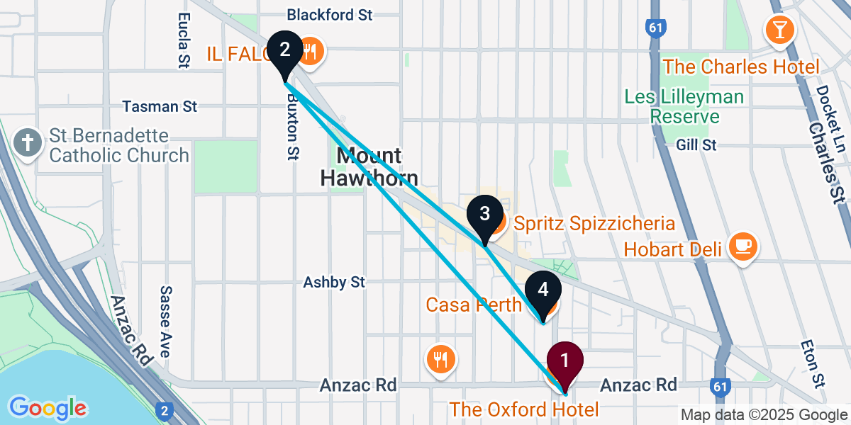 Map for 4-Stop Leederville Bar Crawl