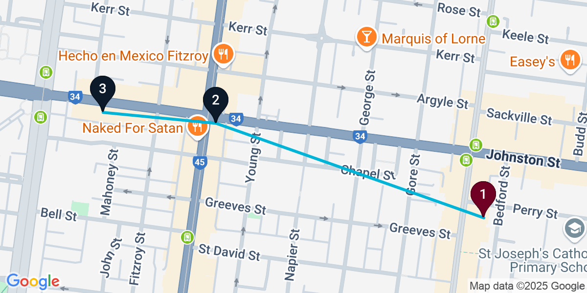 Map for Fitzroy Bar Crawl