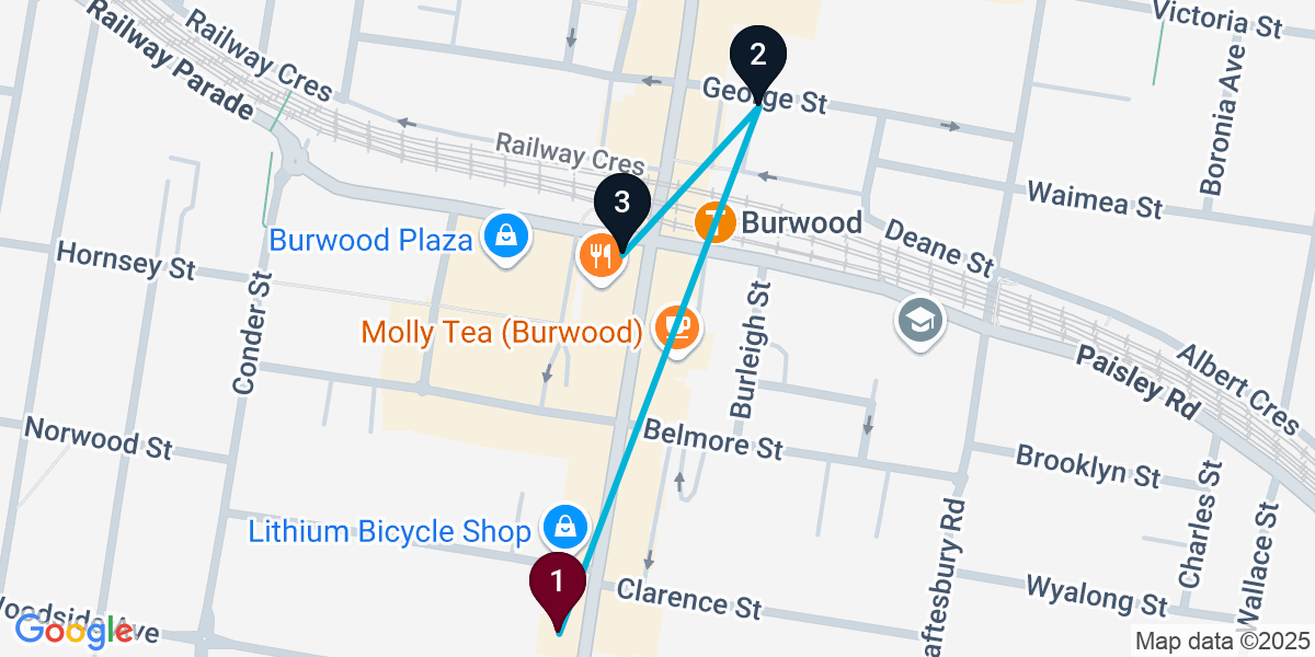 Map for Quick Burwood Bar Crawl
