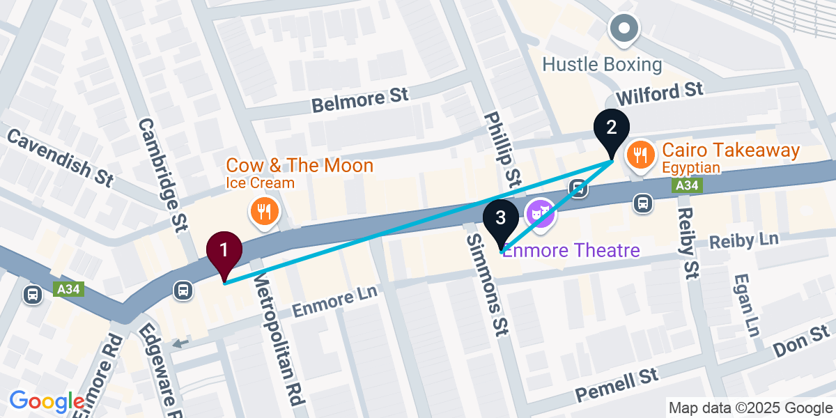 Map for 3-Stop Enmore Cocktail Bar Crawl