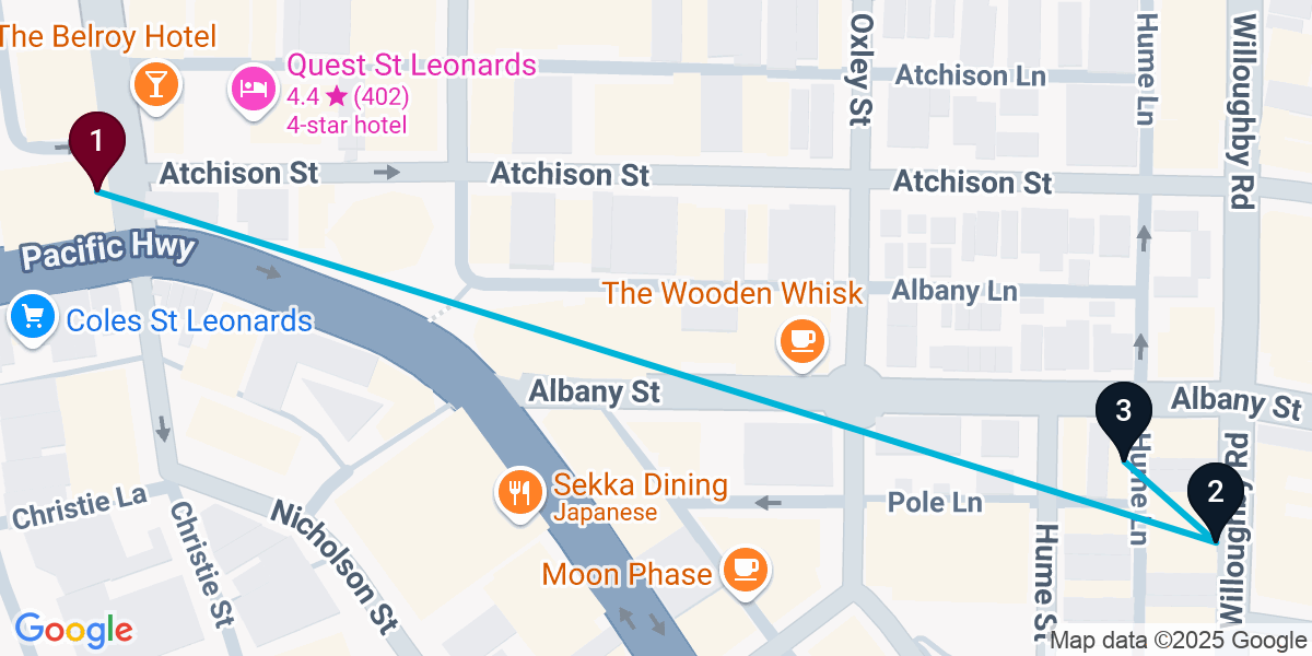 Map for 3-Stop St Leonards Bar Crawl
