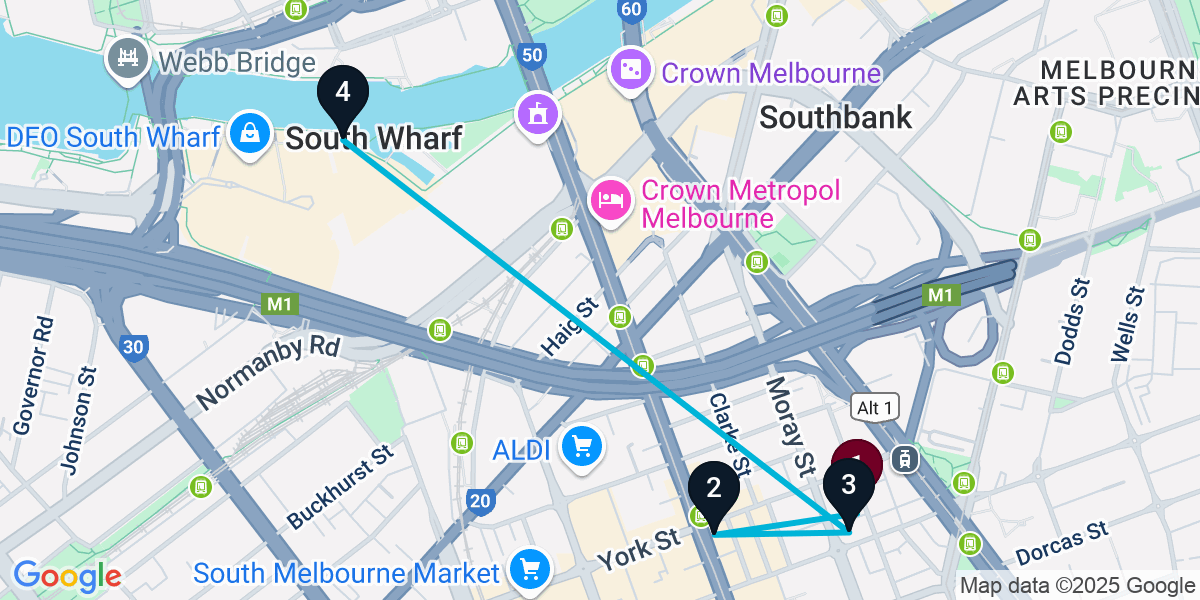 Map for South Melbourne Pub Crawl