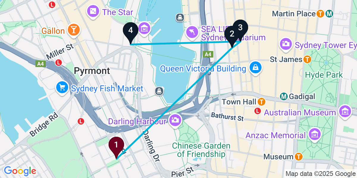 Map for Essential Sydney Bar Crawl
