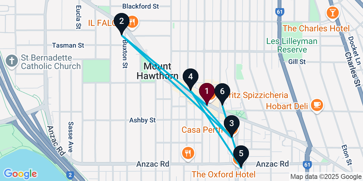 Map for 6-Stop Mount Hawthorn Wine bar Bar Crawl