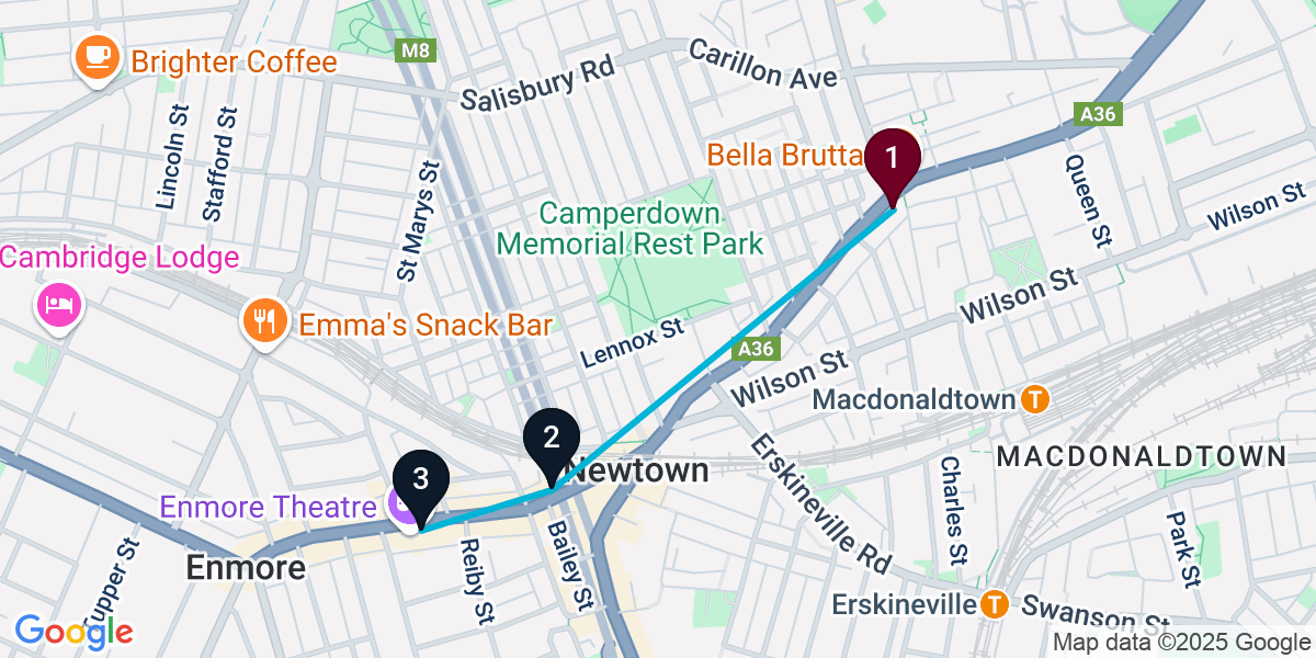 Map for 3-Stop Newtown Wine bar Bar Crawl