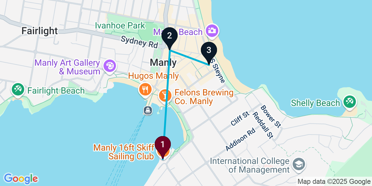 Map for 3-Stop Manly Sports bar Bar Crawl