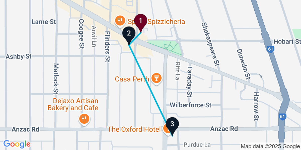 Map for 3-Stop Mount Hawthorn Pub Bar Crawl