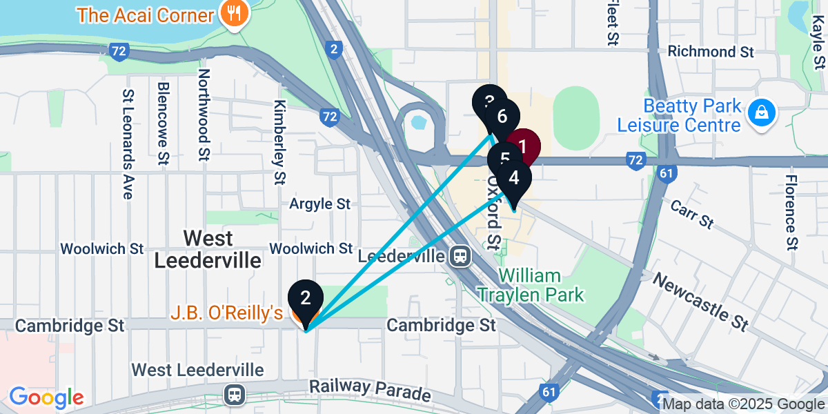 Map for 6-Stop Leederville Live music Bar Crawl