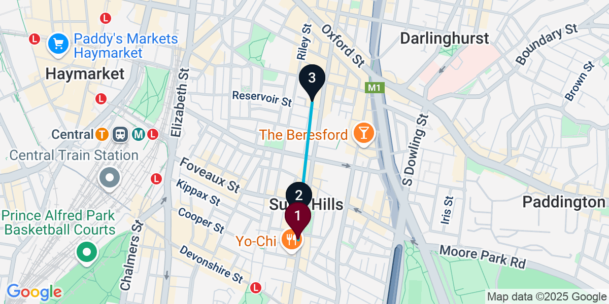 Map for 3-Stop Surry Hills Wine bar Bar Crawl